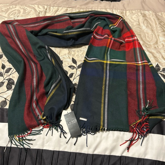 Ralph Lauren Accessories - RALPH LAUREN EXPLODED PLAID BLANKET WRAP SCARF LARGE 78x30" RED/BLACK NWT